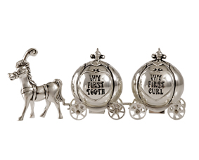 11. First Tooth & Curl Carriages, Mini Pumpkin, Silver Plate